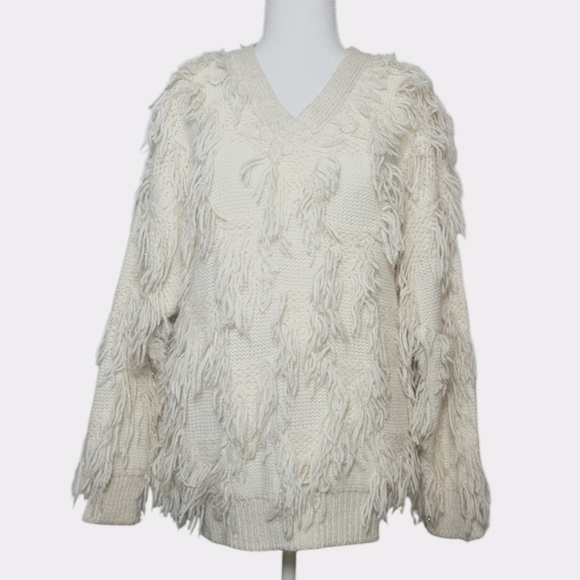 Vintage Sweaters - 🌸 $10 SALE Maurada Yarn Knit Metallic Fringe Pullover Sweater Acrylic Wool SM